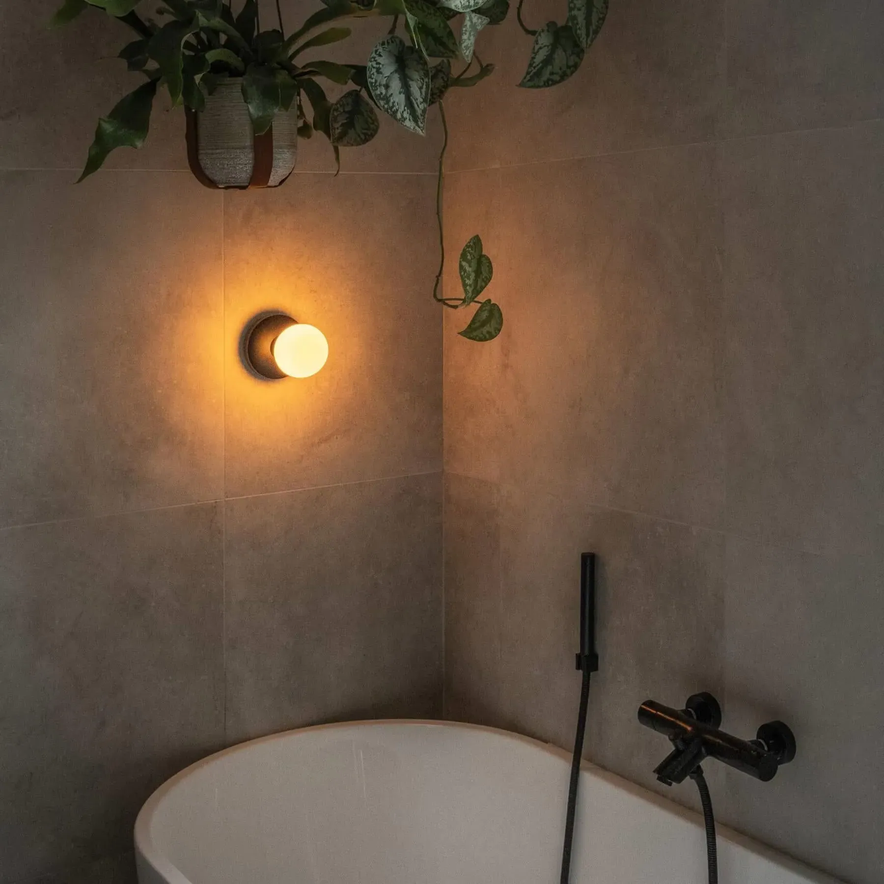 Wall Light with Battery - Gold, Smoked Glass