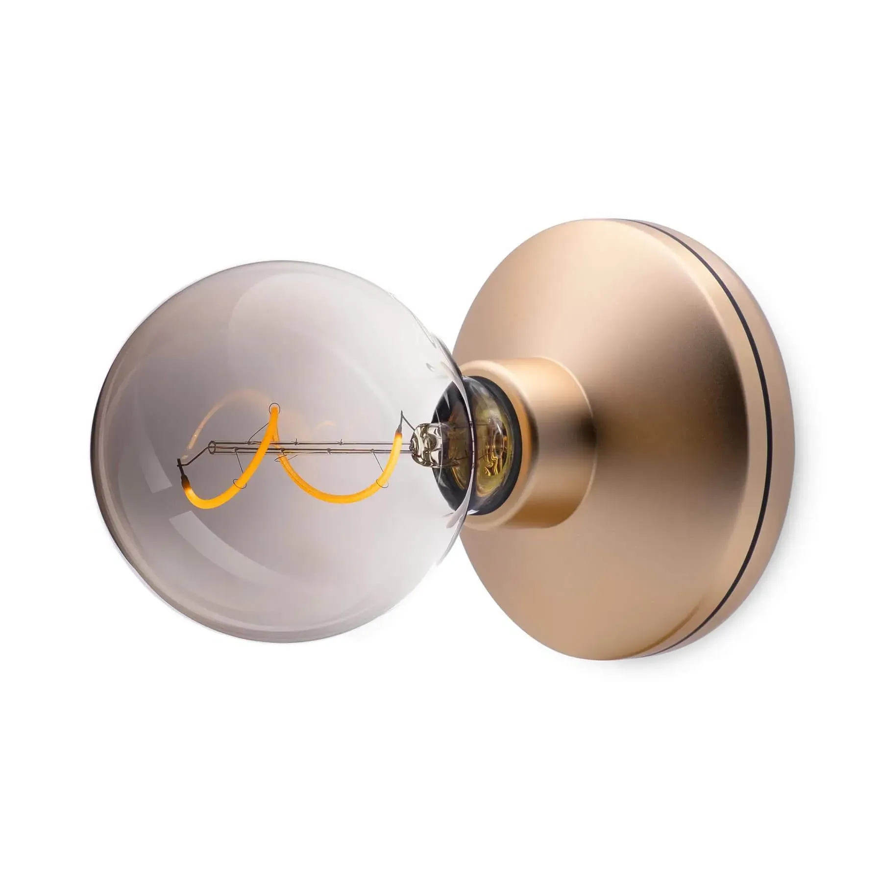 Wall Light with Battery - Gold, Smoked Glass
