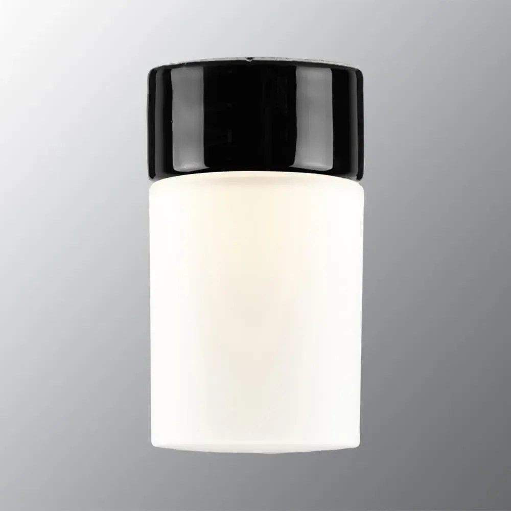 Cylindrical Ceiling Light LED - Black, Opal Glass