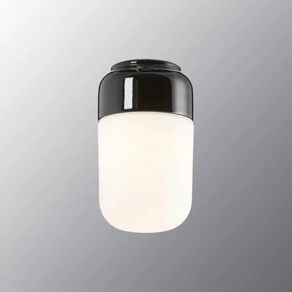Ohm Small Wall or Ceiling Light - Black, Opal Glass