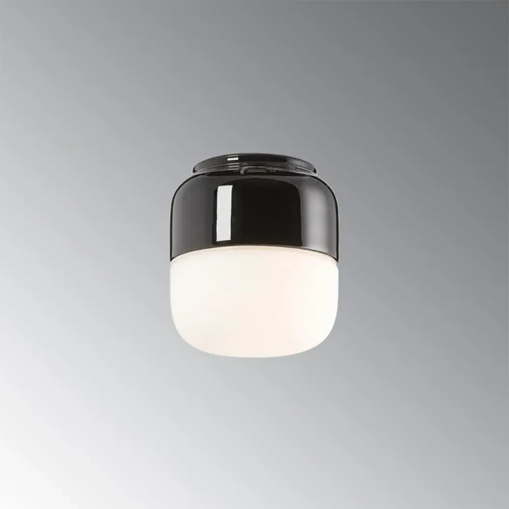 Ohm Small Wall or Ceiling Light - Black, Opal Glass image