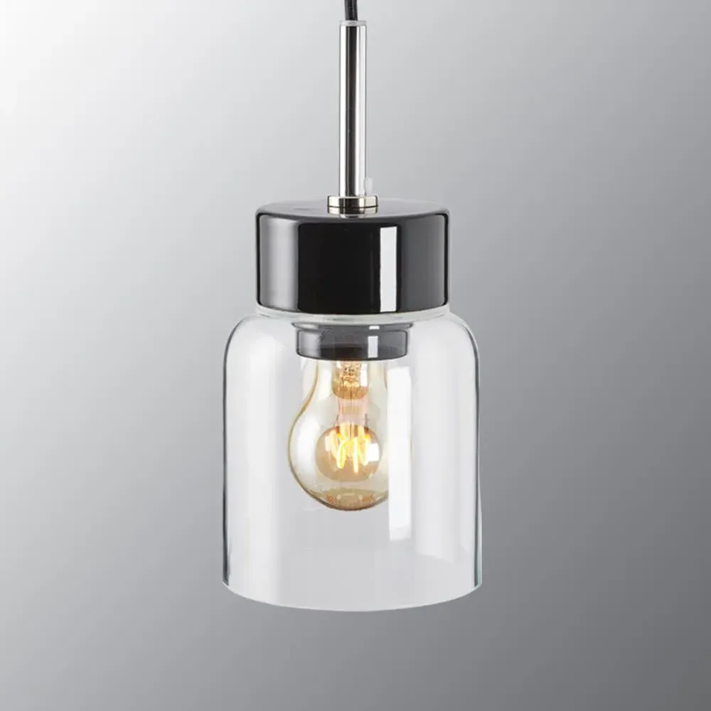 Pendant Light with Clear Glass - Black, Porcelain