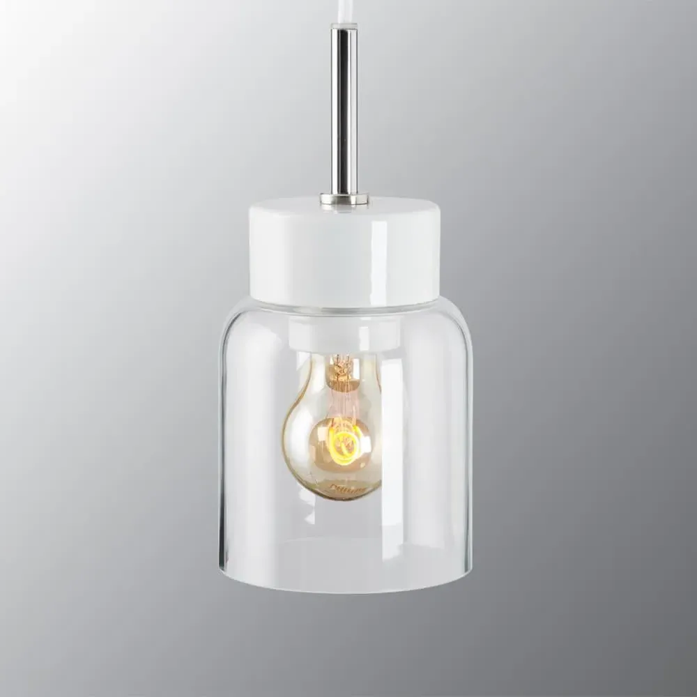 Pendant Light with Clear Glass - White, Porcelain image