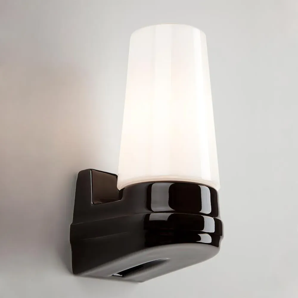 Single Wall Light with Opal Glass - Grey, Ceramic