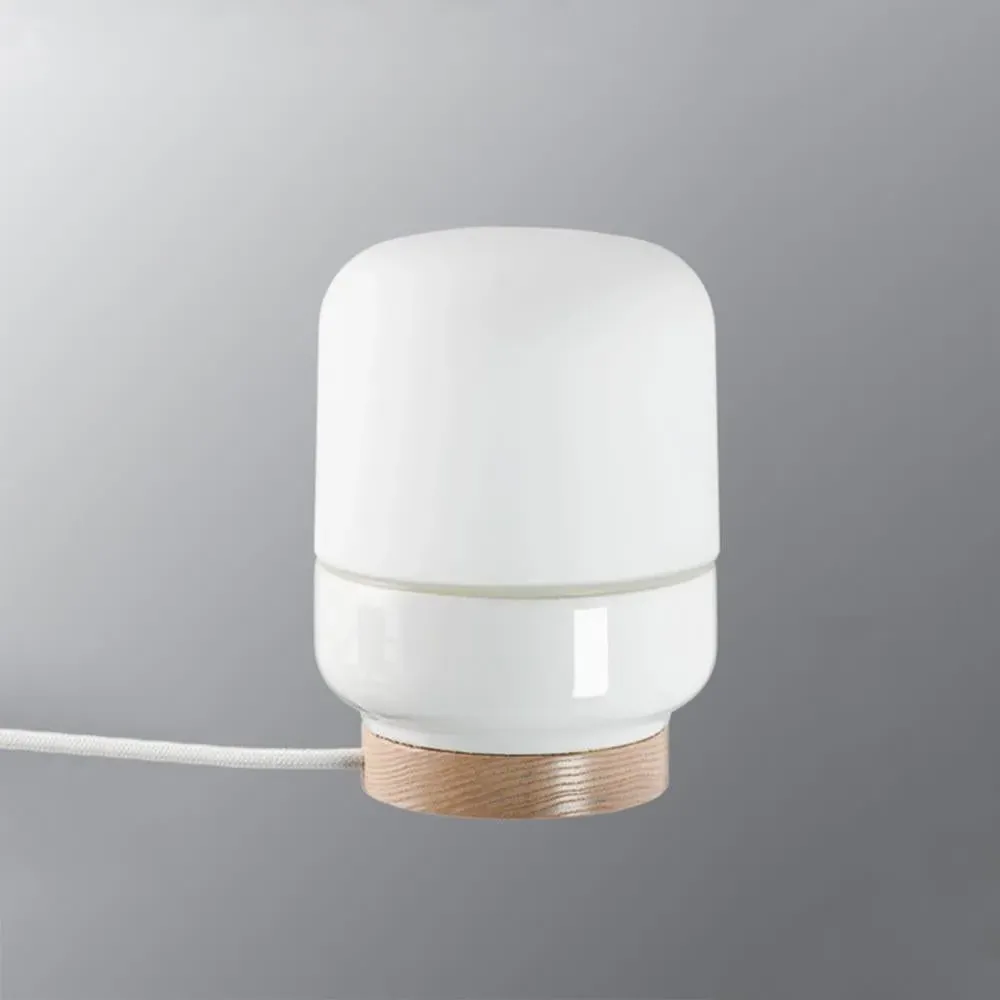 Small Table Lamp Wide Design - White, Porcelain