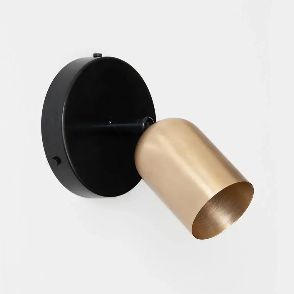 Outlet Wall Light with Spot - Patina Brass, Metal