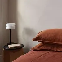 Tall Table Light - Black, Opal Glass