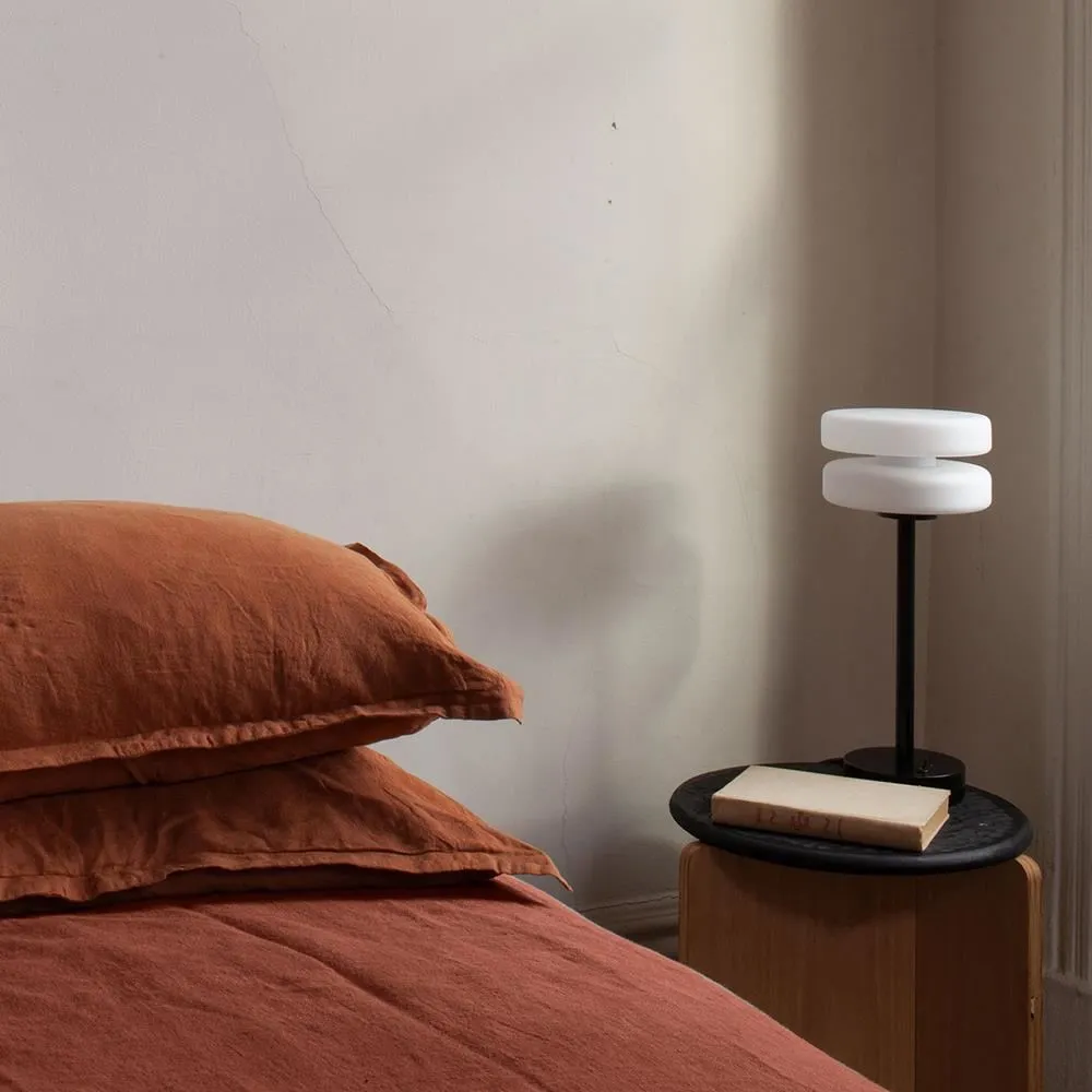 Tall Table Light - Black, Opal Glass image