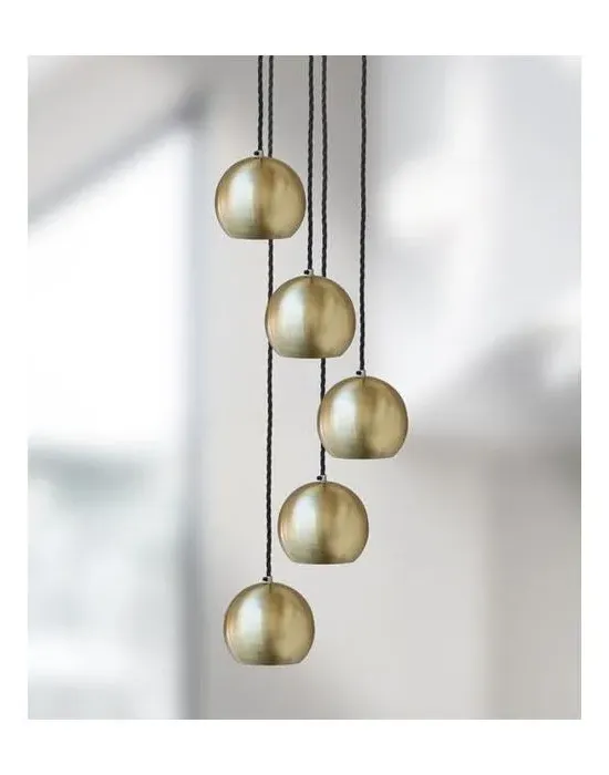 3-Light Pendant Cluster with Globe Shades - Pewter