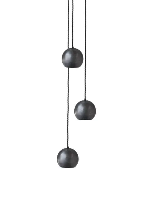 3-Light Pendant Cluster with Globe Shades - Pewter