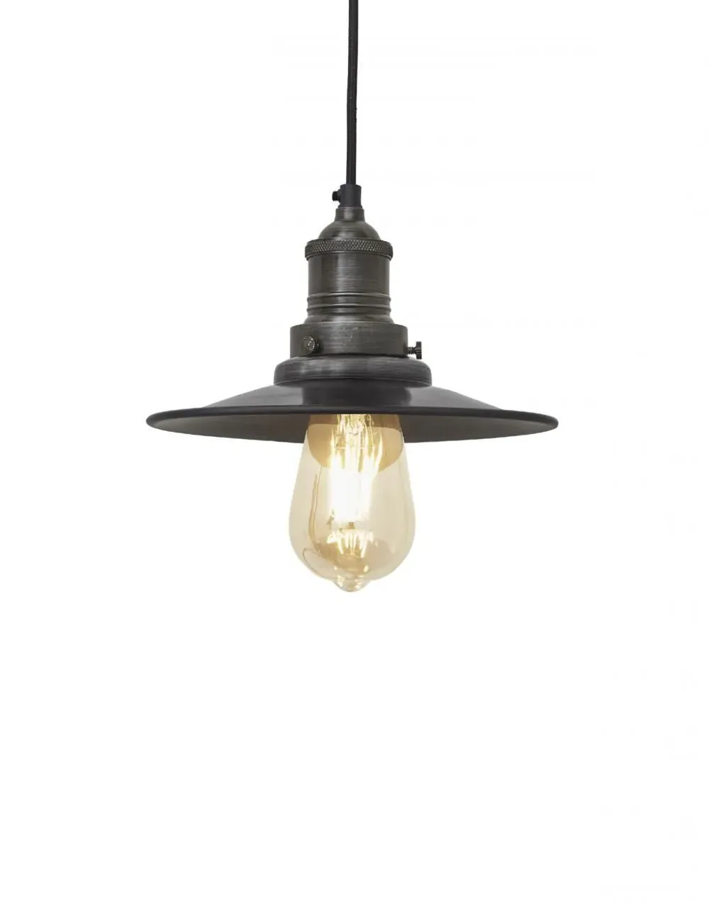 Brooklyn Antique Small Flat Pendant Light - Pewter
