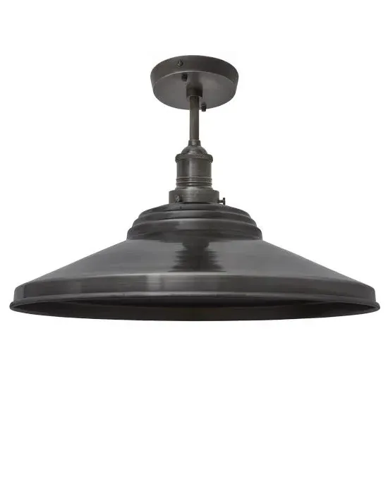 Brooklyn Large Flush Ceiling Light - Pewter, Metal