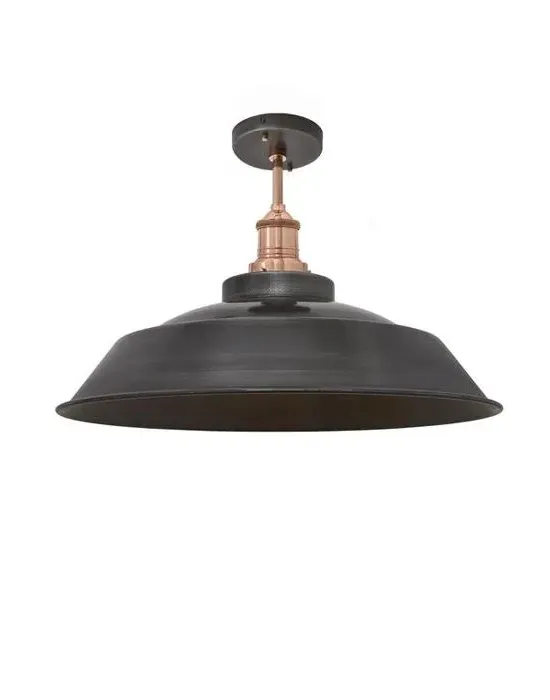Brooklyn Small Flush Ceiling Light - Pewter, Metal