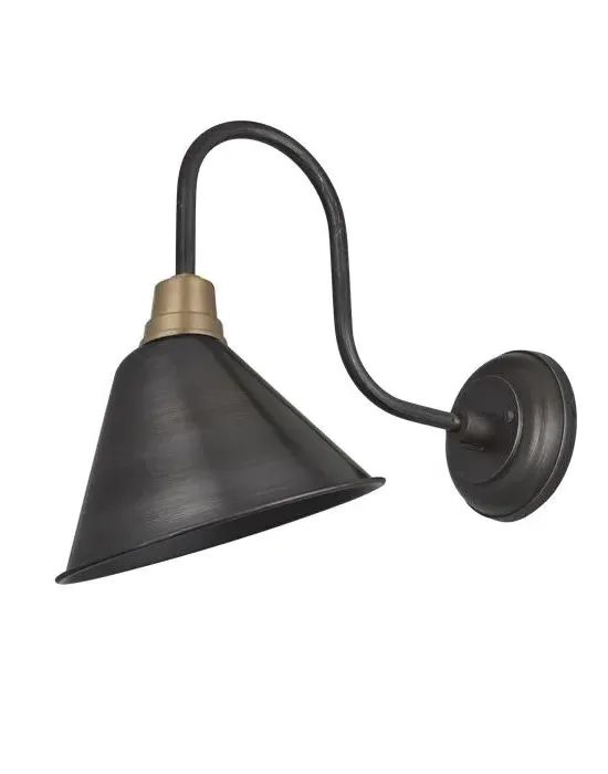 Cone Wall Sconce with Swan Neck - Brass, Metal
