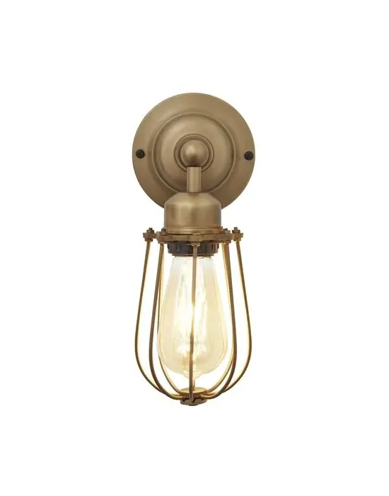 Cylinder Wire Cage Wall Light - Brass, Metal
