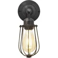 Cylinder Wire Cage Wall Light - Pewter, Metal