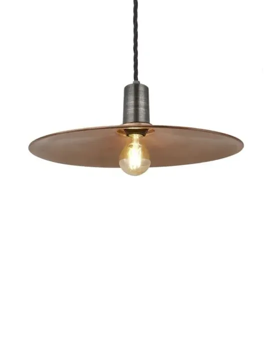 Flat Pendant Light with Sleek Holder - Brass, Metal
