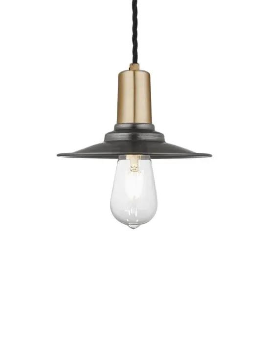 Flat Pendant Light with Sleek Holder - Brass, Metal
