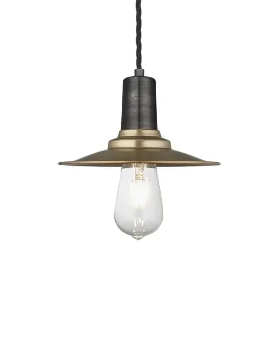 Flat Pendant Light with Sleek Holder - Brass, Metal