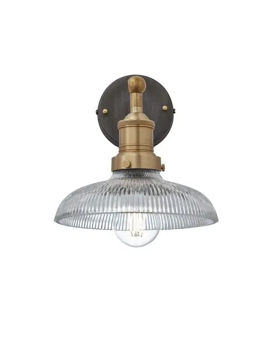 Funnel Wall Light - Brass, Ribbed Glass