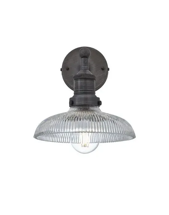 Funnel Wall Light - Copper, Ribbed Glass