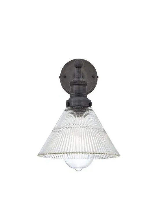 Funnel Wall Light - Pewter, Ribbed Glass