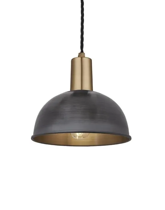 Large Dome Pendant Light - Pewter, Metal