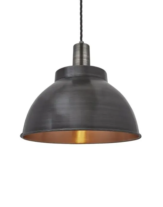 Large Dome Pendant Light - Pewter, Metal