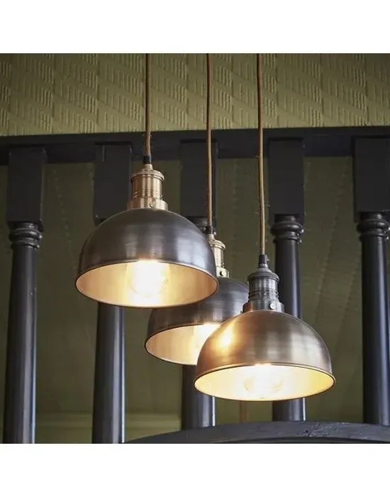 Large Dome Pendant Light - Pewter, Metal