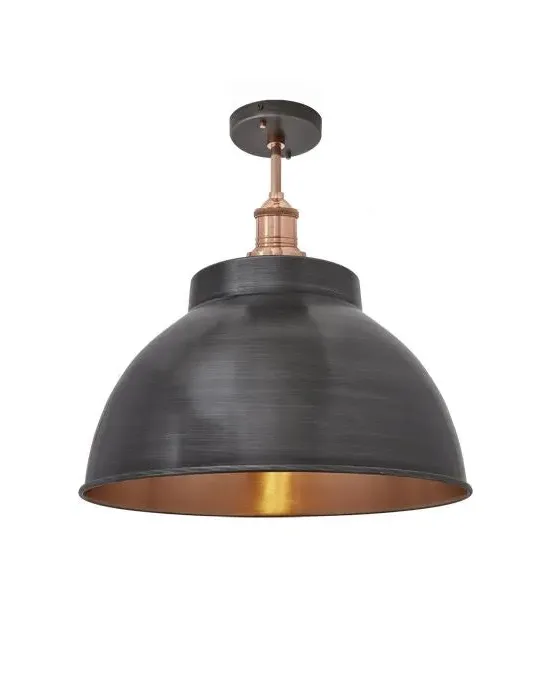 Large Flush Ceiling Light - Copper, Metal