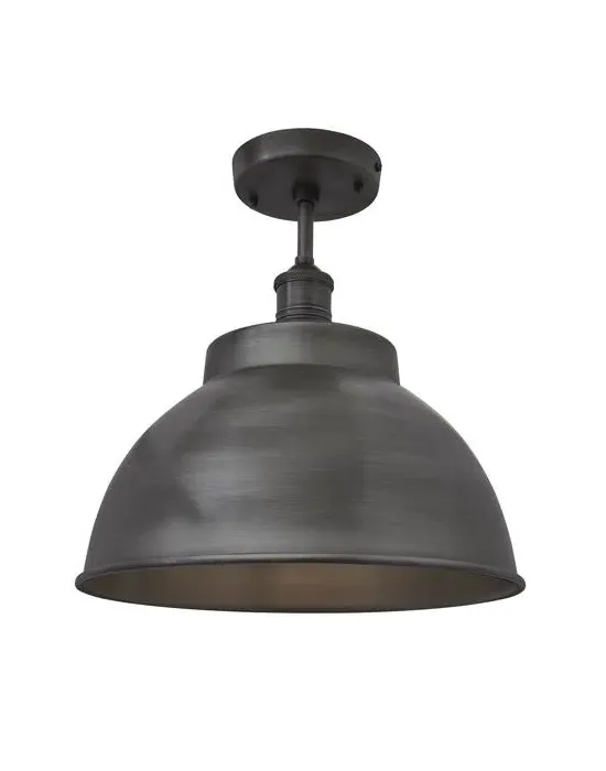 Large Flush Ceiling Light - Pewter, Metal