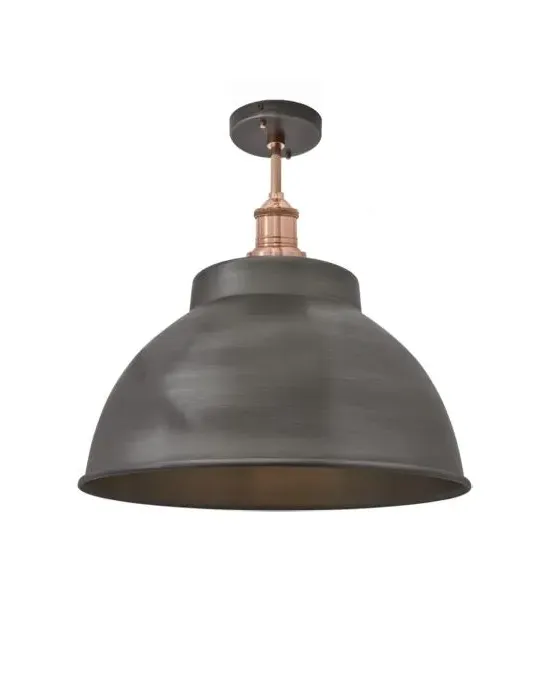Large Flush Ceiling Light - Pewter, Metal