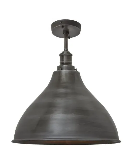 Large Flush Ceiling Light - Pewter, Metal
