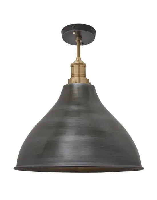 Large Flush Ceiling Light - Pewter, Metal