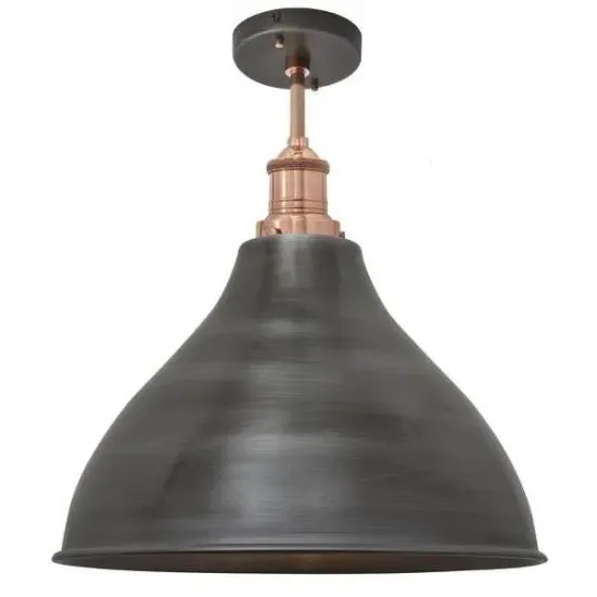 Large Flush Ceiling Light - Pewter, Metal