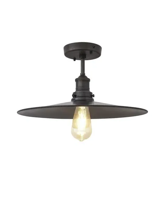 Large Flush Ceiling Light - Pewter, Metal