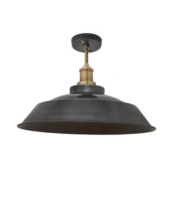 Large Flush Ceiling Light Step Shade - Brass, Metal
