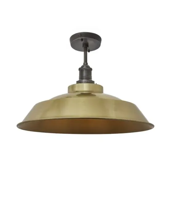 Large Flush Ceiling Light Step Shade - Brass, Metal