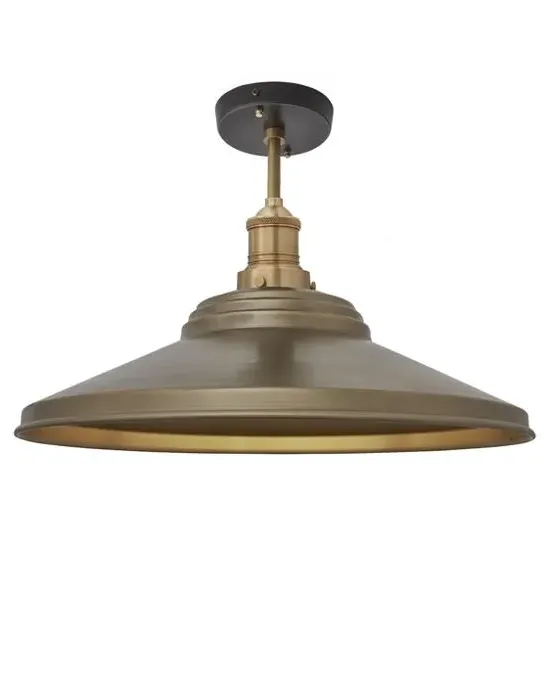 Large Flush Ceiling Light Step Shade - Brass, Metal