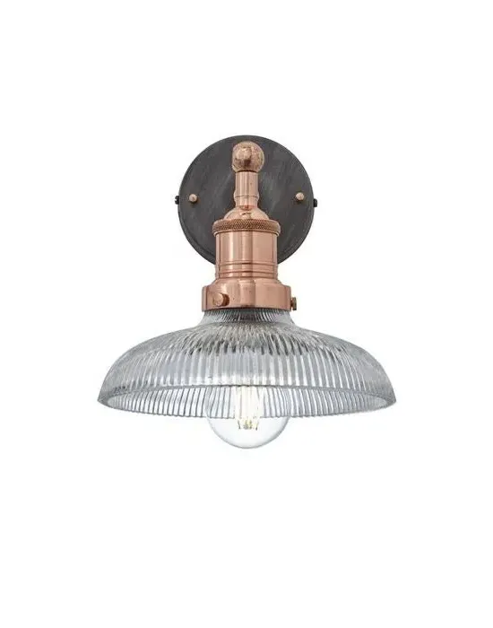 Medium Dome Wall Light - Copper, Ribbed Glass
