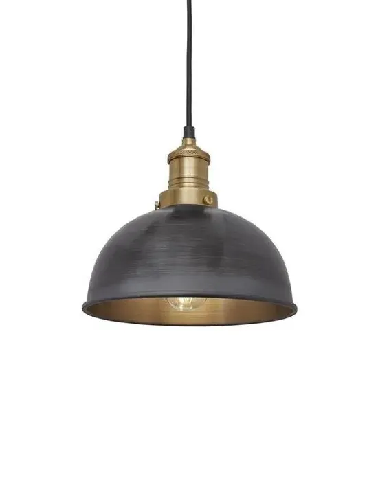 Small Dome Pendant Light - Pewter, Brass