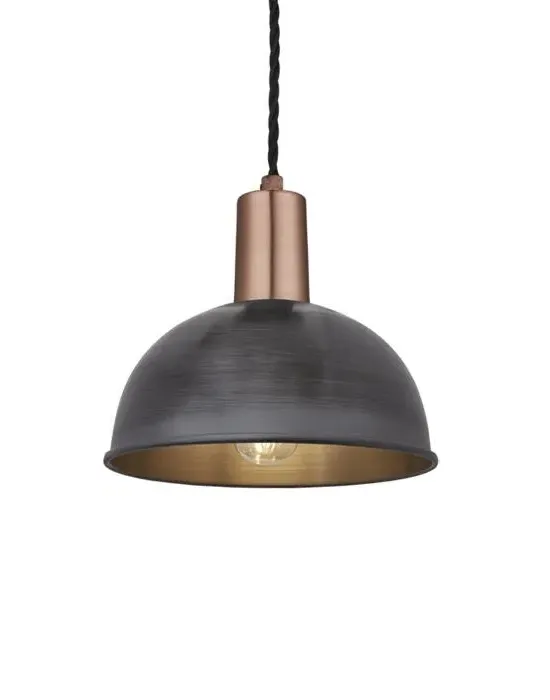 Small Dome Pendant Light - Pewter, Metal