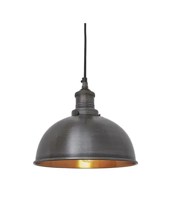 Small Dome Pendant Light - Pewter, Metal