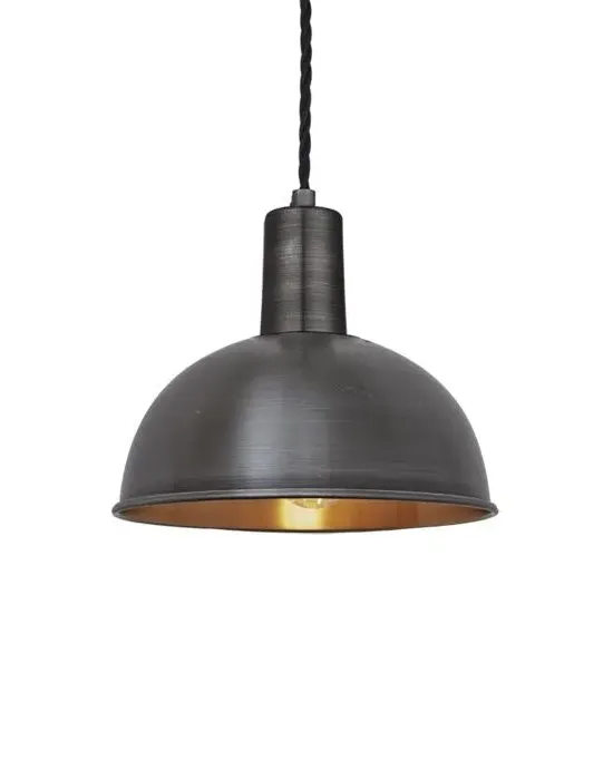 Small Dome Pendant Light with Mixed Finish - Metal