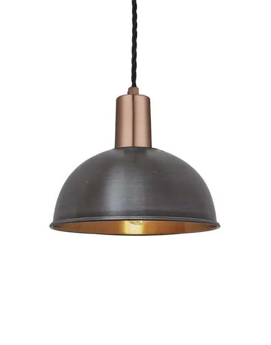 Small Dome Pendant Light with Mixed Finish - Metal