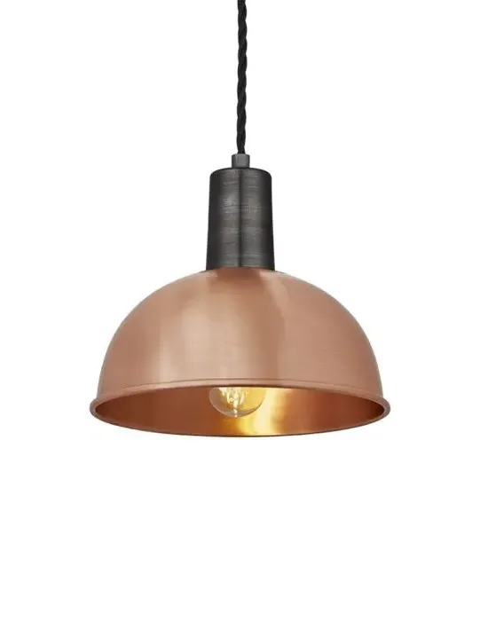 Small Dome Pendant Light with Mixed Finish - Metal