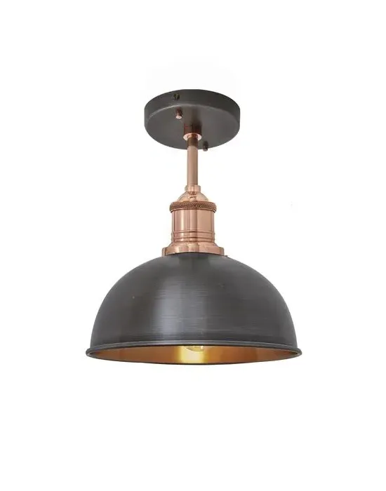 Small Flush Ceiling Light - Pewter, Metal