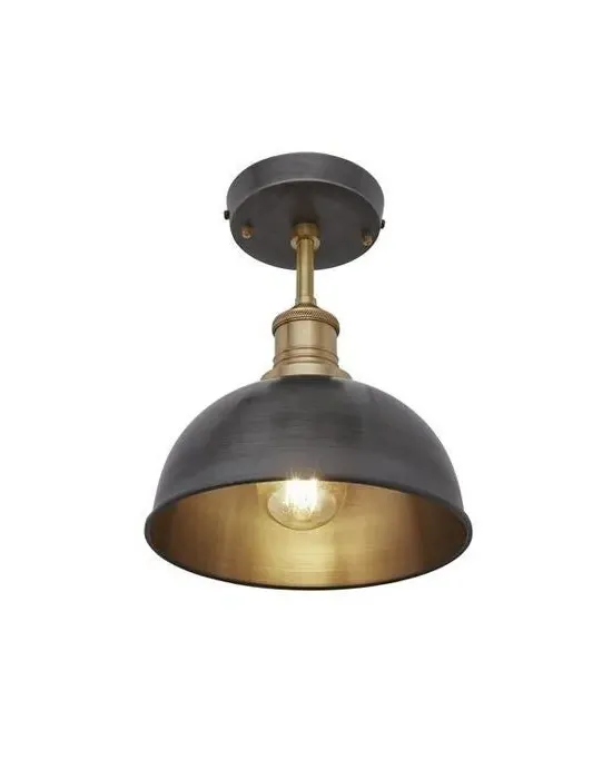 Small Flush Ceiling Light - Pewter, Metal