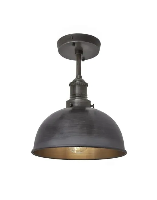 Small Flush Ceiling Light - Pewter, Metal