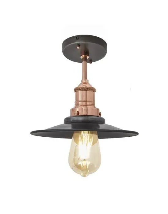 Small Flush Ceiling Light - Pewter, Metal